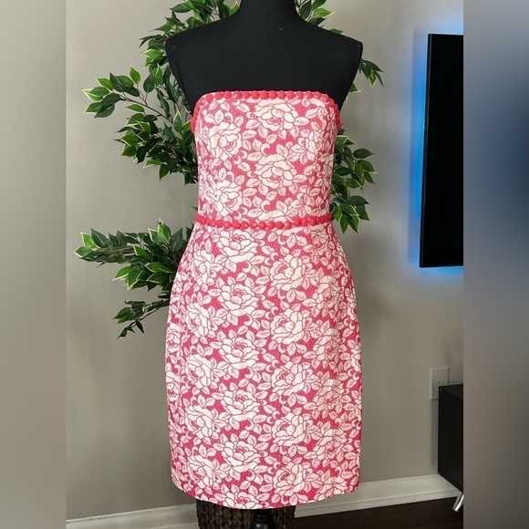 Lilly Pulitzer NWT Allegra Dress Holy Roses hotty pink roses eyelet dress size 4 - Picture 2 of 10